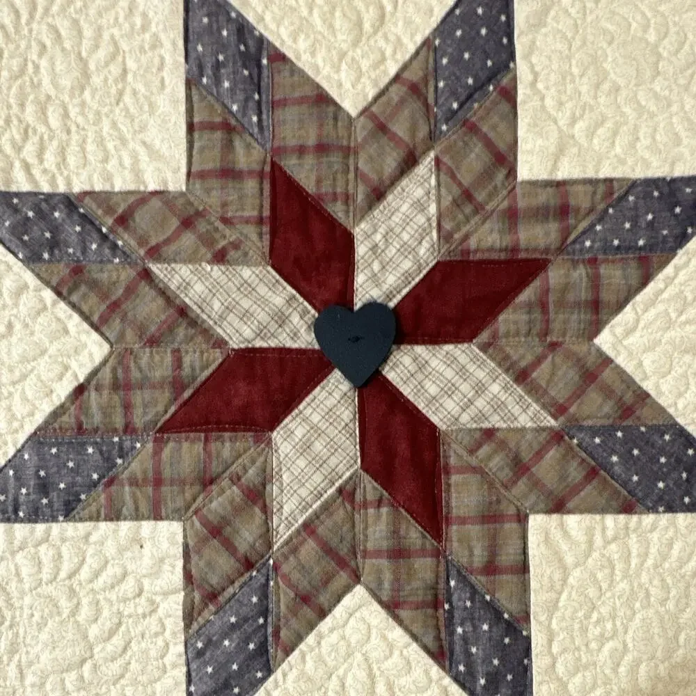 Vintage 1997 Signed Lone Star Quilted Wall Hanging, Indianapolis 1997